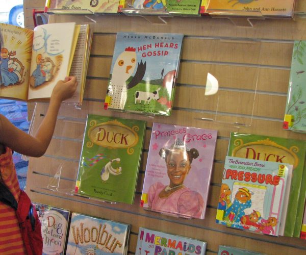 At a San Jose, Calif. library, a young reader browses a shelf of books featuring a variety of main characters: ducks, hens, white kids, black kids. Libraries help drive demand for children's books with nonwhite characters, but book publishers say there aren't enough libraries to make those books best-sellers.